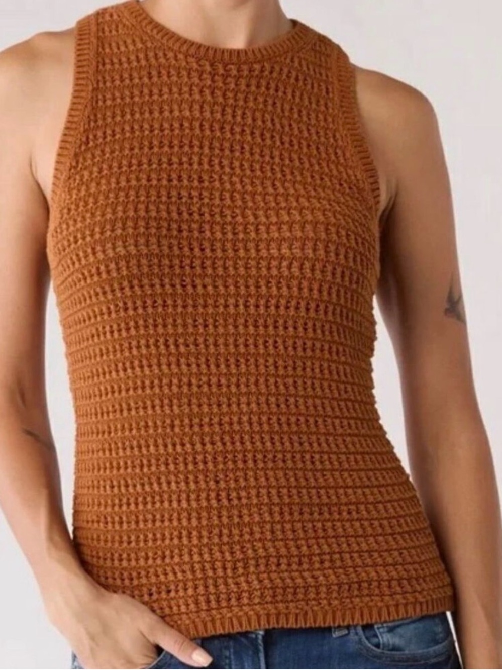 Madewell Waffle Knit Sleeveless Tank - Rust